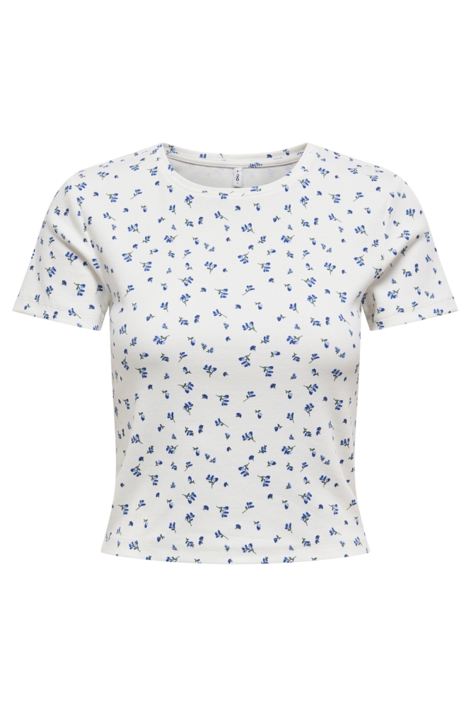 ONLFENJA LIFE SS AOP TOP JRS NOOS 15347986 CLOUD DANCER/BLUE FLOWER